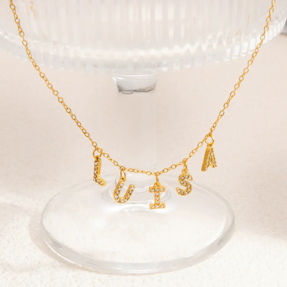 Stainless Steel Letter Pendant 18K Gold Plated Fashion Jewelry Accessories - Image 4