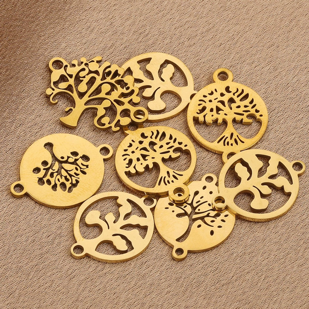 Stainless Steel Life Tree Pendant Jewelry Accessories For Diy Necklace And Bracelet Making With Electroplating - Image 2