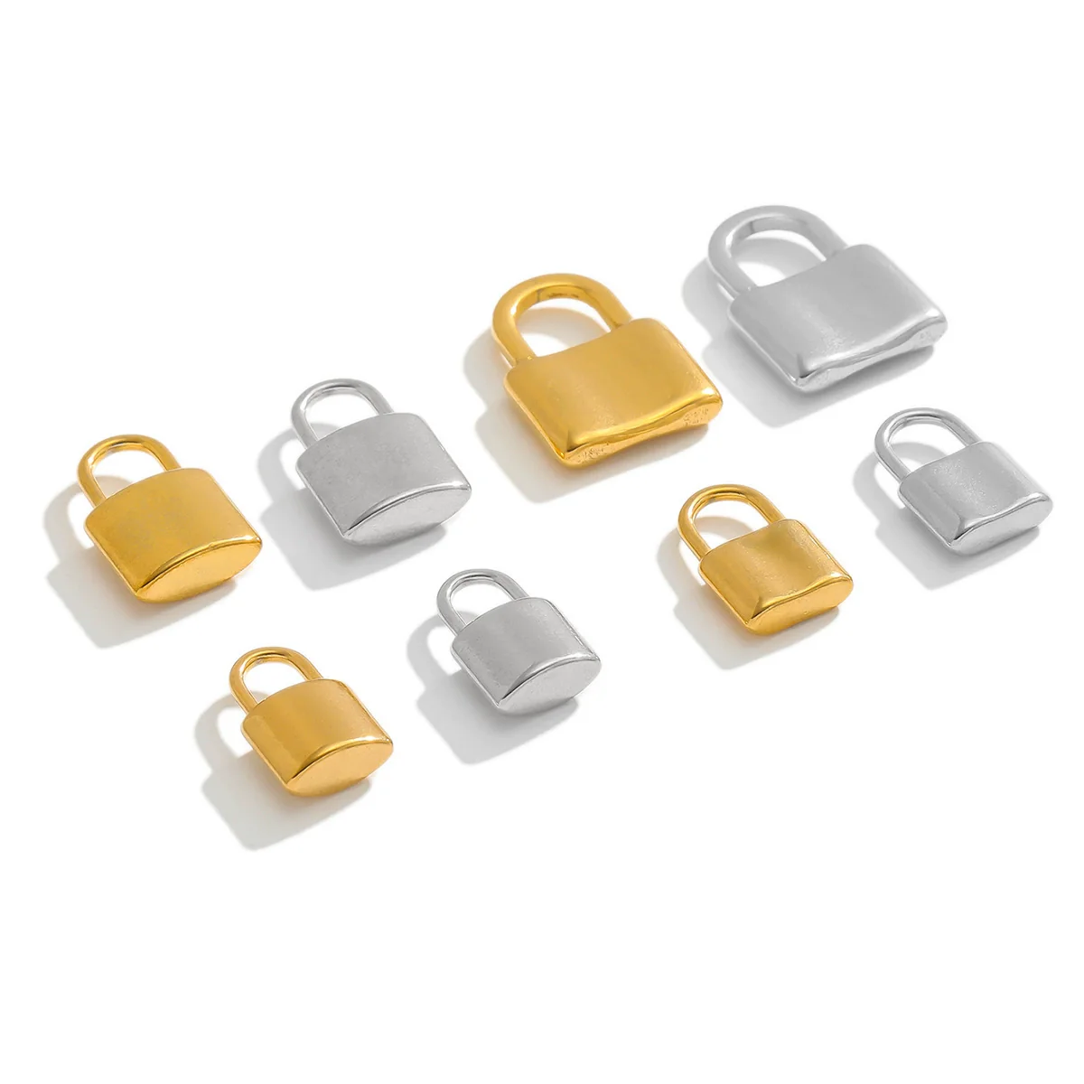 Stainless Steel Lock Pendant Three Dimensional Concave Convex Electroplated Punk Style For Diy Bracelet And Necklace - Image 3