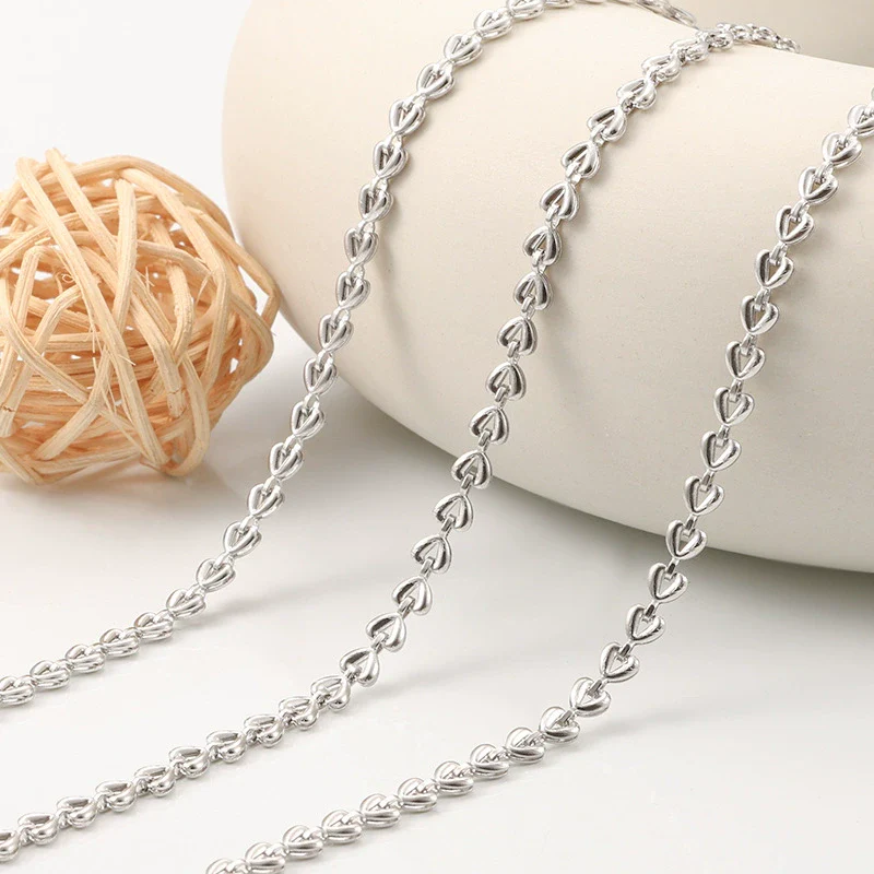 Stainless Steel Love Chain Peach Heart Double Layer Three Dimensional Non Fading Necklace Bracelet - Image 2