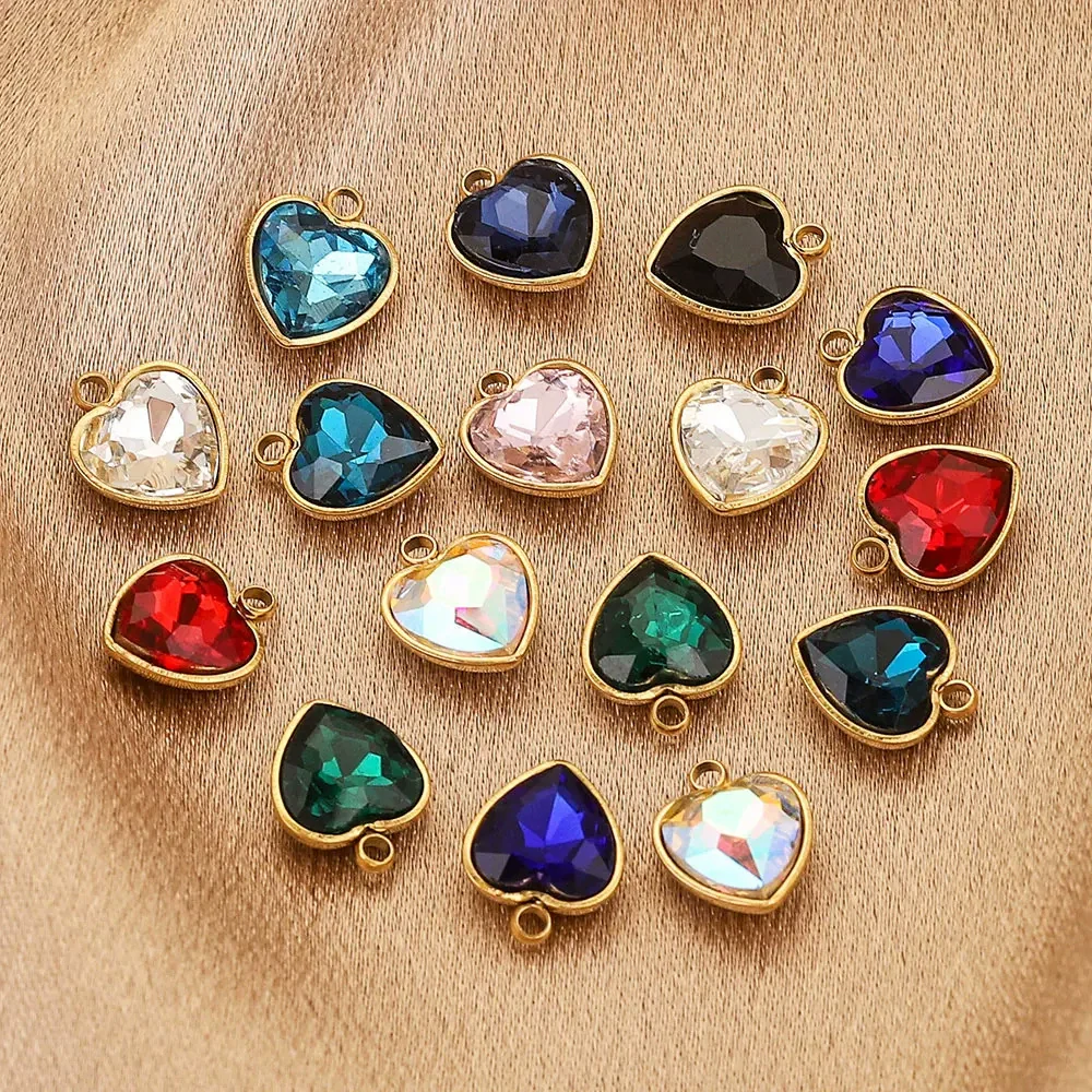 Stainless Steel Love Glass Niche Style 18K Electroplated Pendant Jewelry Accessories - Image 3