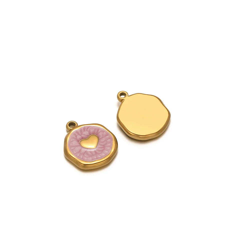 Stainless Steel Love Palm Peach Heart Pendant Oil Dripping Diy Retro Necklace Earrings Accessories - Image 26