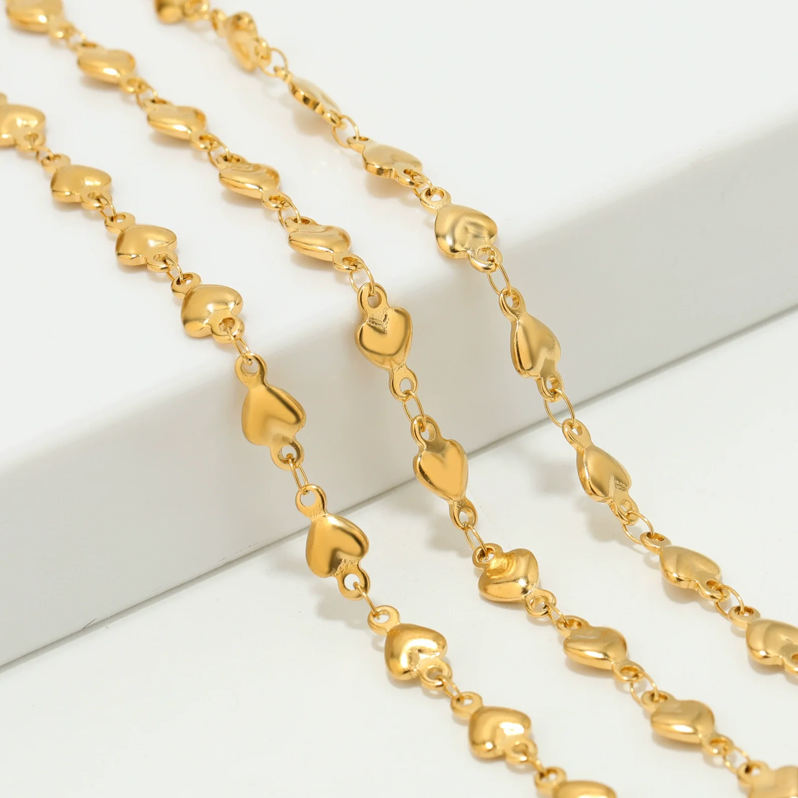 Stainless Steel Love Peach Heart Necklace And Bracelet Electroplated Accessories For Women