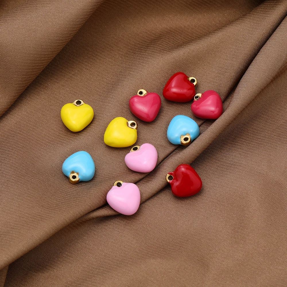 Stainless Steel Love Pendant Macaron Style Geometric Dripping Oil Peach Heart Women's Necklace Pendant - Image 2