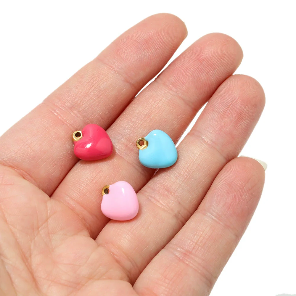 Stainless Steel Love Pendant Macaron Style Geometric Dripping Oil Peach Heart Women's Necklace Pendant - Image 3