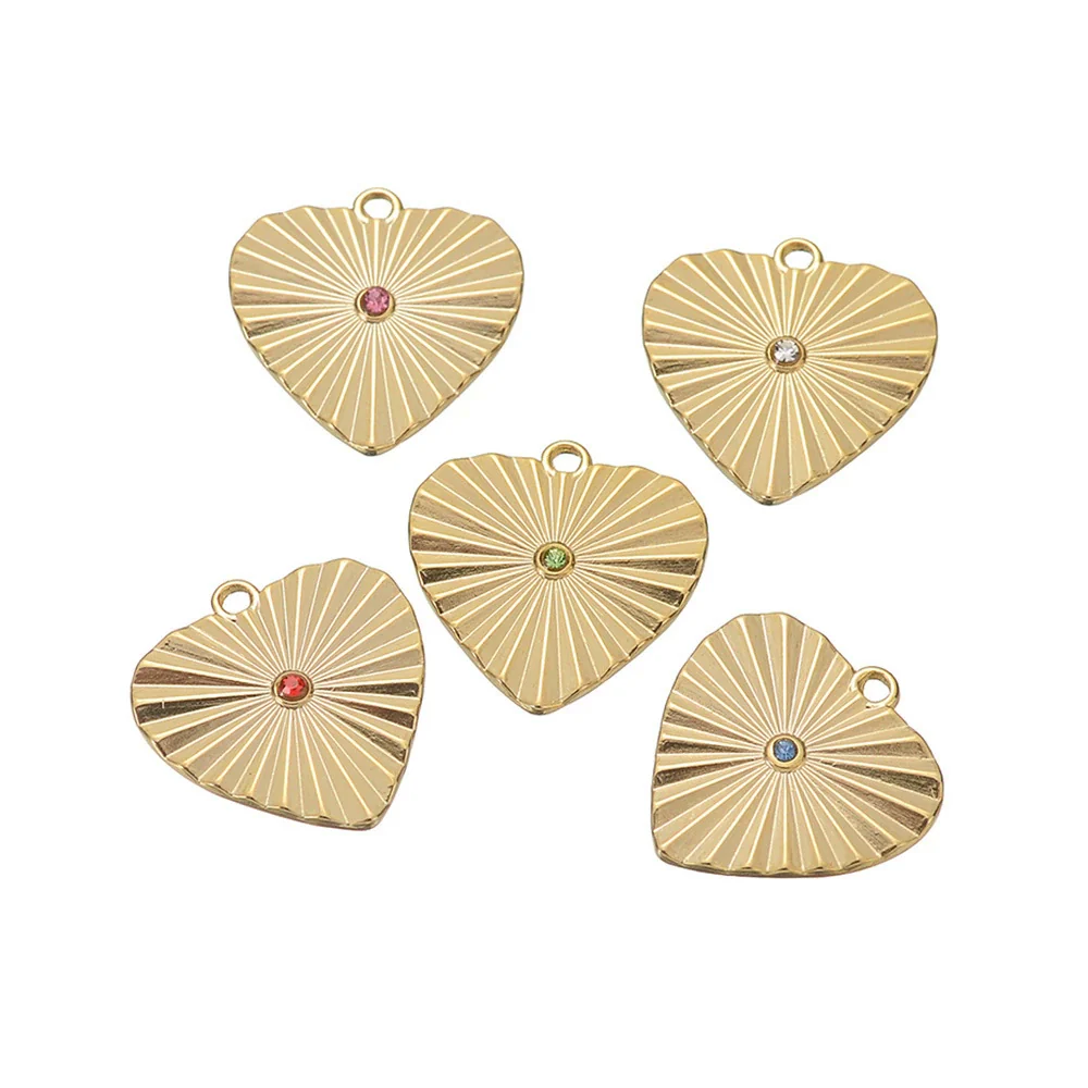 Stainless Steel Love Shaped Oil Pressure Pleated Pattern Tag Pendant Electroplated Bracelet Necklace Accessories