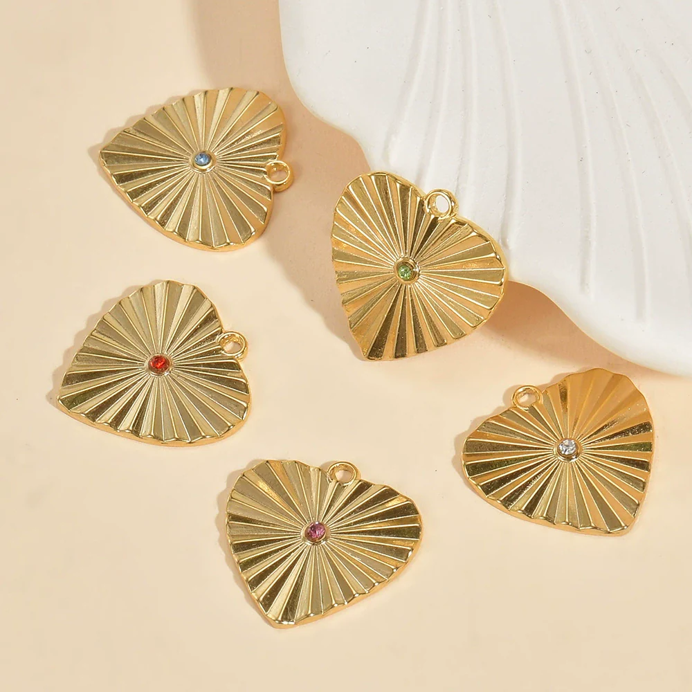 Stainless Steel Love Shaped Oil Pressure Pleated Pattern Tag Pendant Electroplated Bracelet Necklace Accessories - Image 3