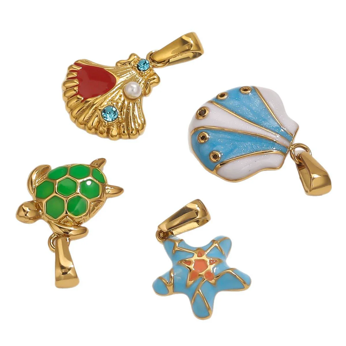 Stainless Steel Marine Organisms Turtle Shell Creative Pearl Shell Jewelry Accessories Pendant With Electroplating - Image 5
