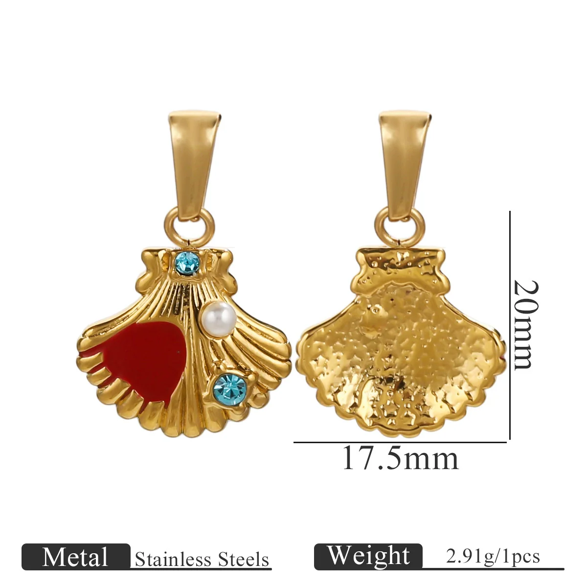 Stainless Steel Marine Organisms Turtle Shell Creative Pearl Shell Jewelry Accessories Pendant With Electroplating - Image 8