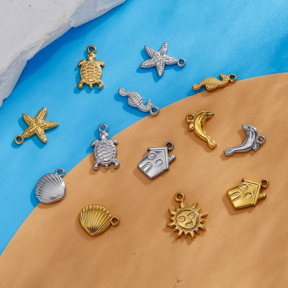 Stainless Steel Marine Series Shell Conch Sea Star Jewelry Accessories Pendant With Electroplating - Image 2