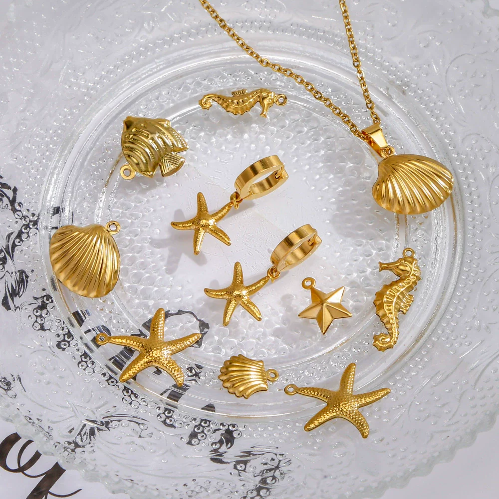 Stainless Steel Marine Series Shell Conch Sea Star Jewelry Accessories Pendant With Electroplating - Image 3