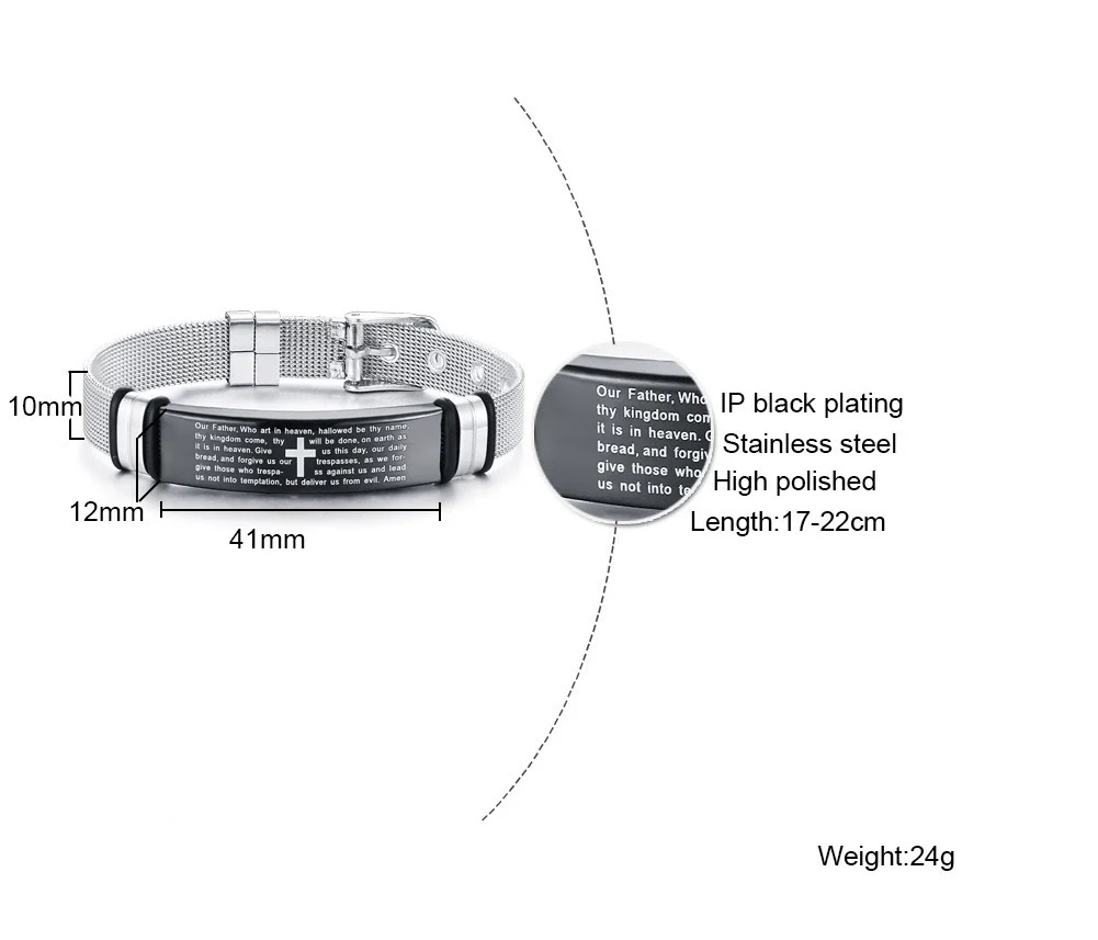 Stainless Steel Mesh Curved Laser Engraved Electroplated Fashion Bracelet - Image 9
