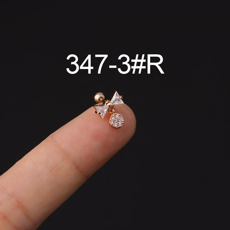 Stainless Steel Microinlaid Zircon Screw Ball Ear Nail Electroplated Fashion Earrings - Image 23
