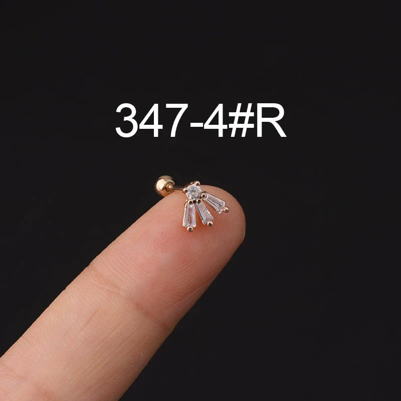 Stainless Steel Microinlaid Zircon Screw Ball Ear Nail Electroplated Fashion Earrings - Image 24