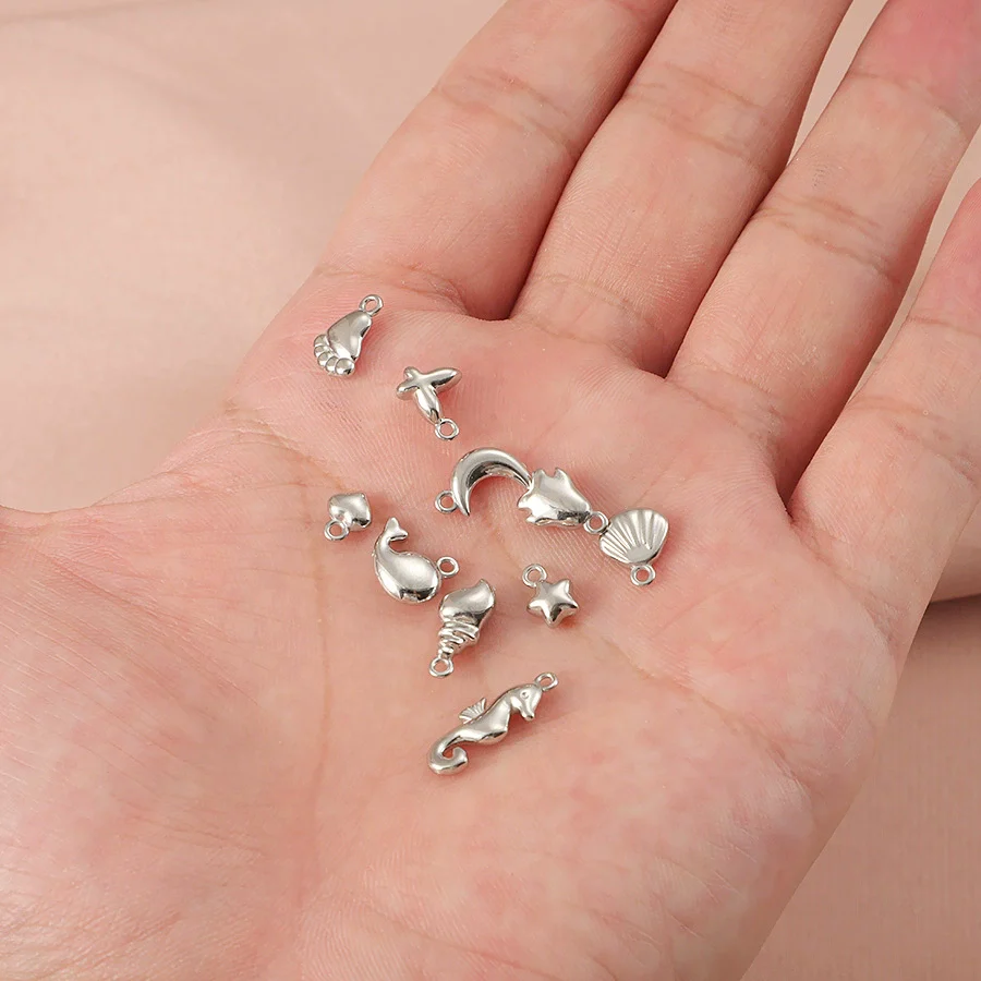 Stainless Steel Mini Electric Throw Pendant Marine Series Shell Whale Cartoon Animal Diy Jewelry Accessories - Image 3