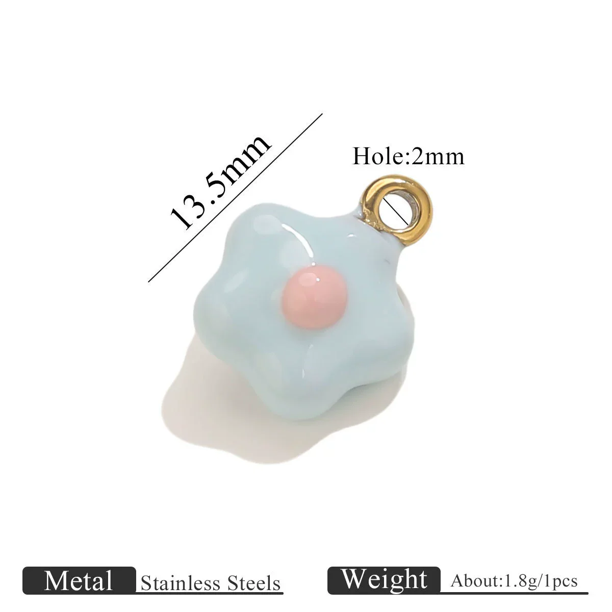 Stainless Steel Mini Poached Egg Pendant Diy Jewelry Accessories With Dripping Oil Design And 18K Vacuum Electroplating - Image 6