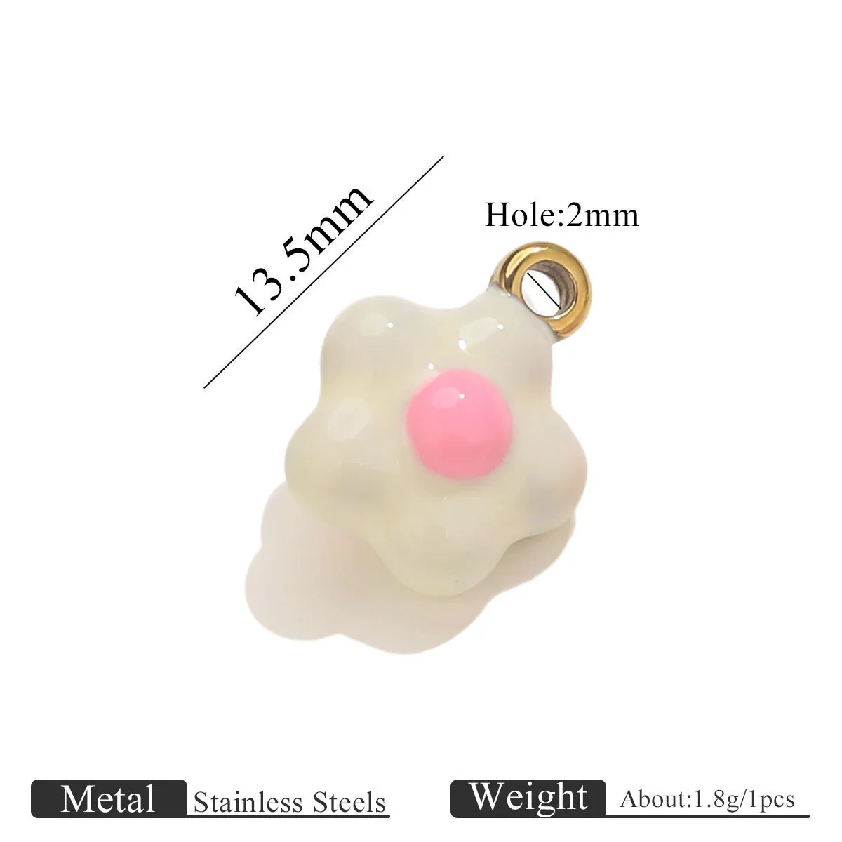 Stainless Steel Mini Poached Egg Pendant Diy Jewelry Accessories With Dripping Oil Design And 18K Vacuum Electroplating - Image 7