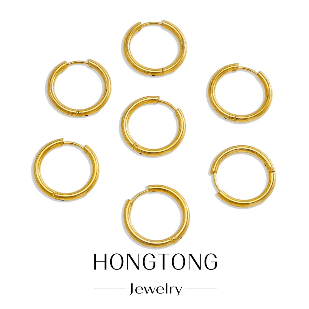 Stainless Steel Minimalist Geometric Ring Hoop Earrings And Ear Buckles Electroplated Diy Accessories