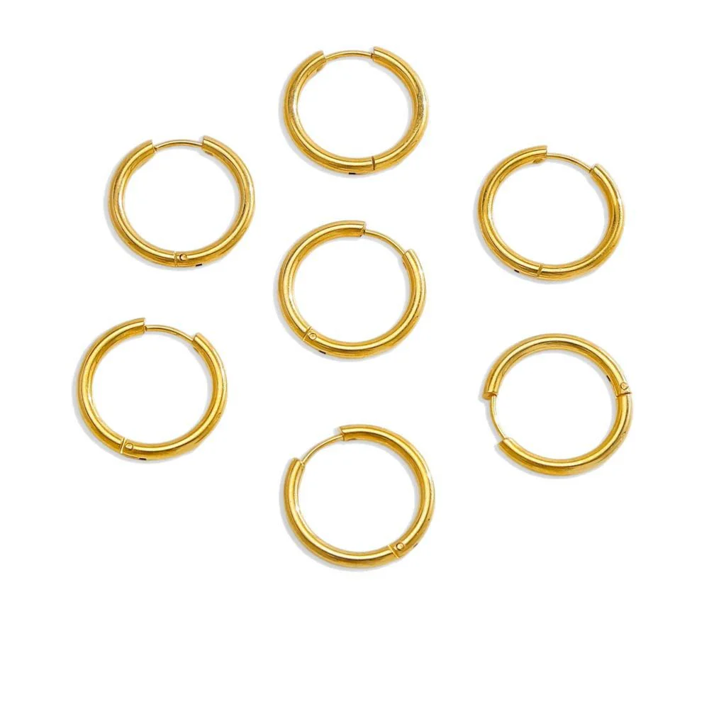 Stainless Steel Minimalist Geometric Ring Hoop Earrings And Ear Buckles Electroplated Diy Accessories - Image 5