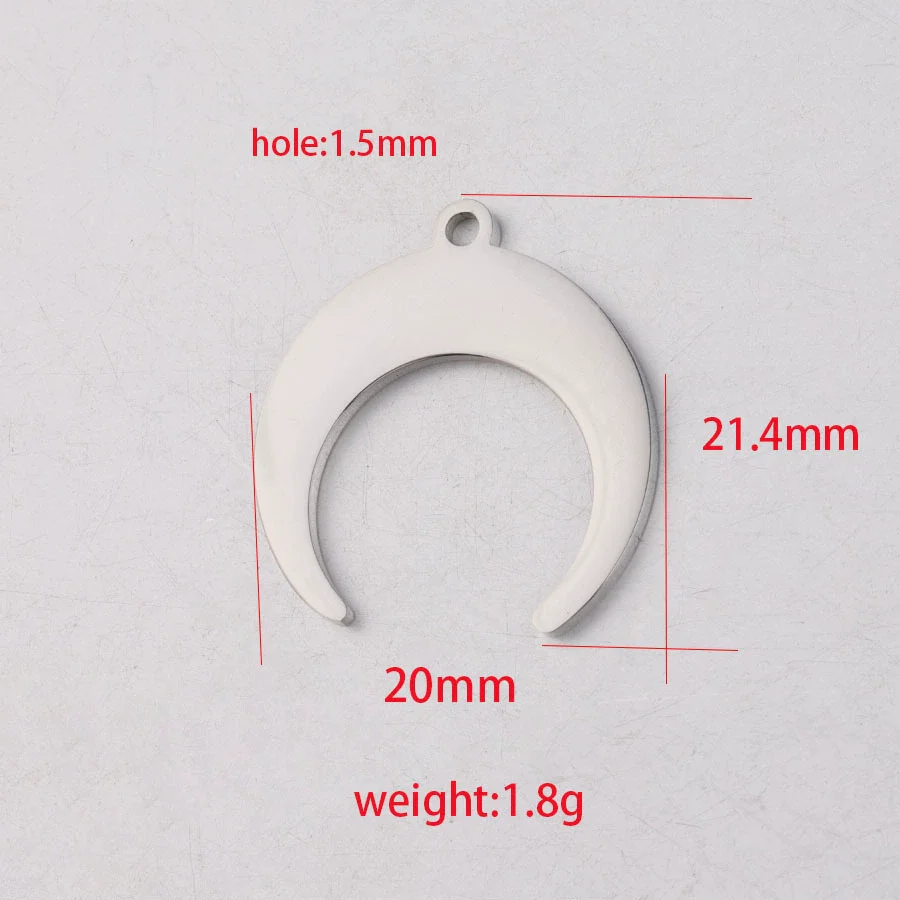 Stainless Steel Moon Crescent Horn Pendant Jewelry Accessories With Mirror Finish Polishing - Image 2