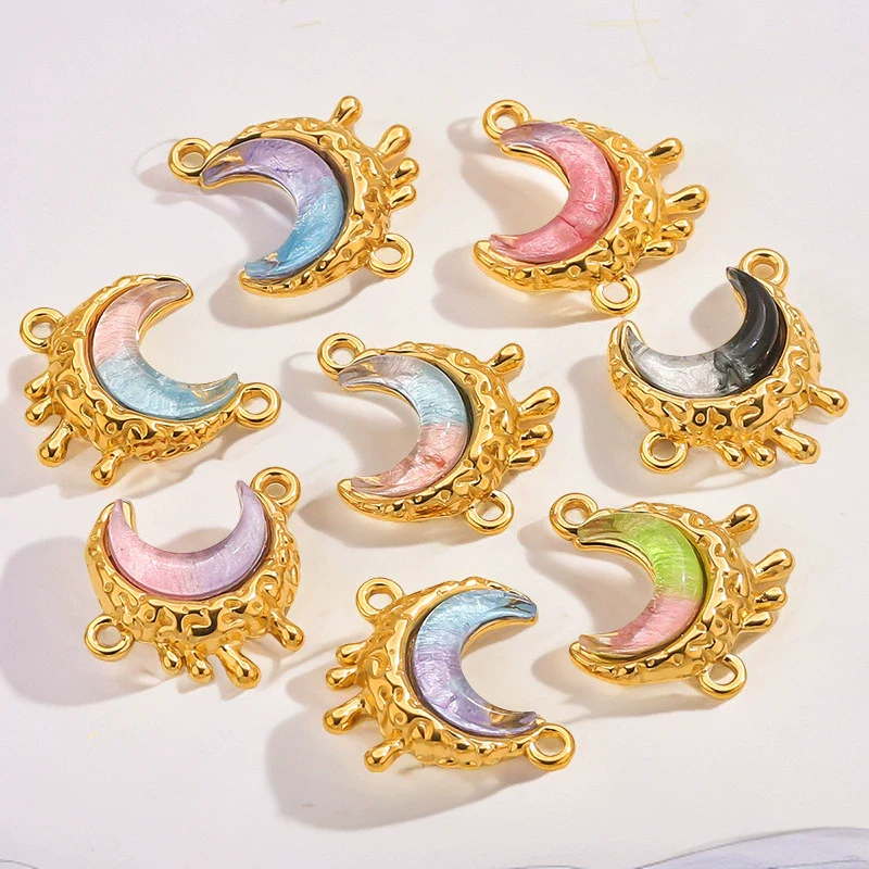 Stainless Steel Moon Shape Pendant Necklace Accessories Electroplated