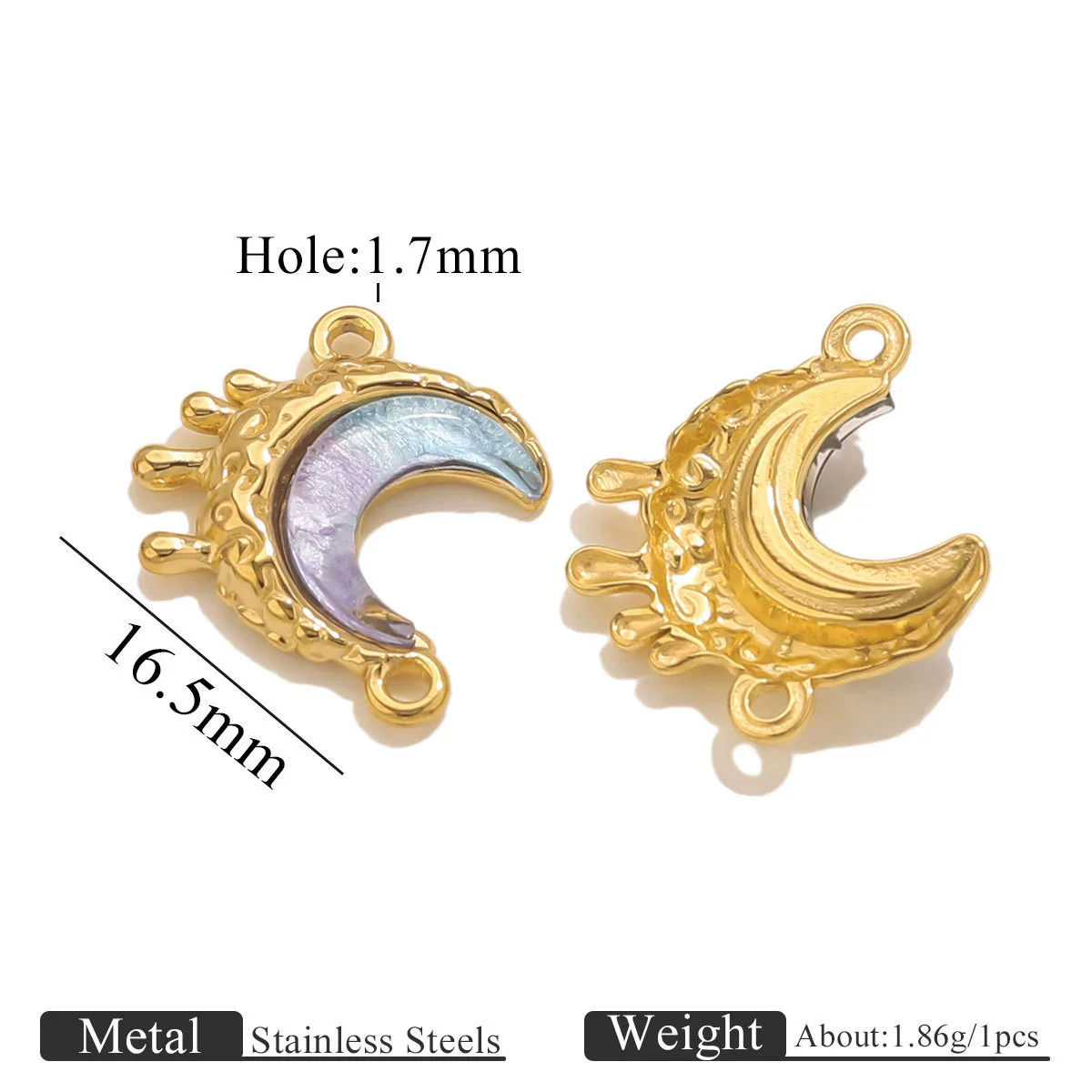 Stainless Steel Moon Shape Pendant Necklace Accessories Electroplated - Image 10