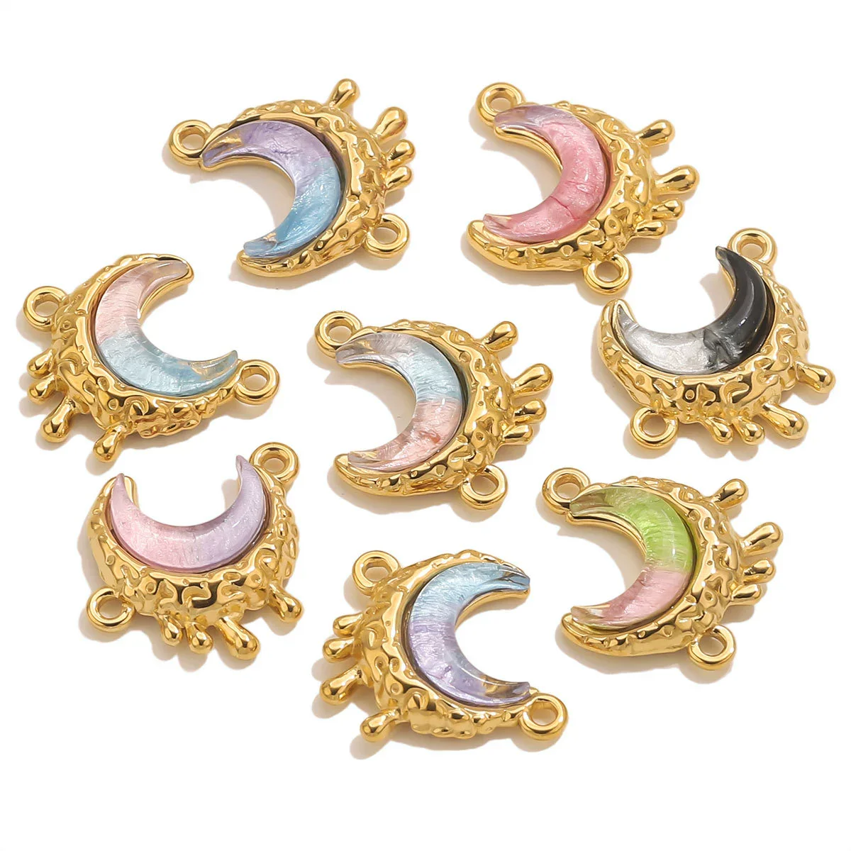 Stainless Steel Moon Shape Pendant Necklace Accessories Electroplated - Image 2