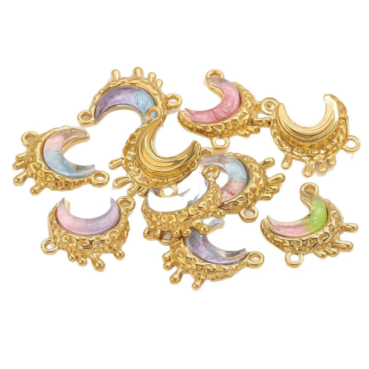 Stainless Steel Moon Shape Pendant Necklace Accessories Electroplated - Image 5