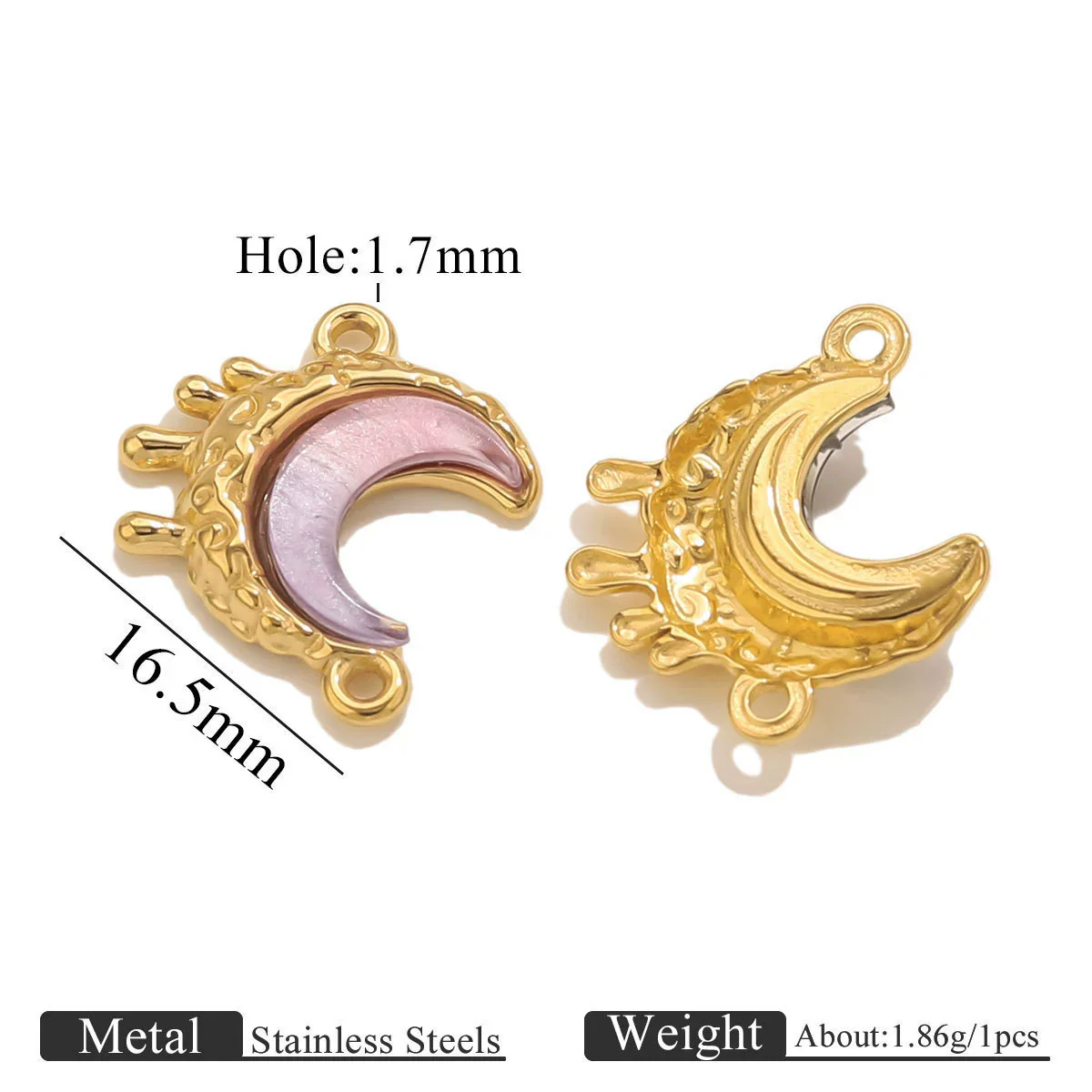 Stainless Steel Moon Shape Pendant Necklace Accessories Electroplated - Image 6