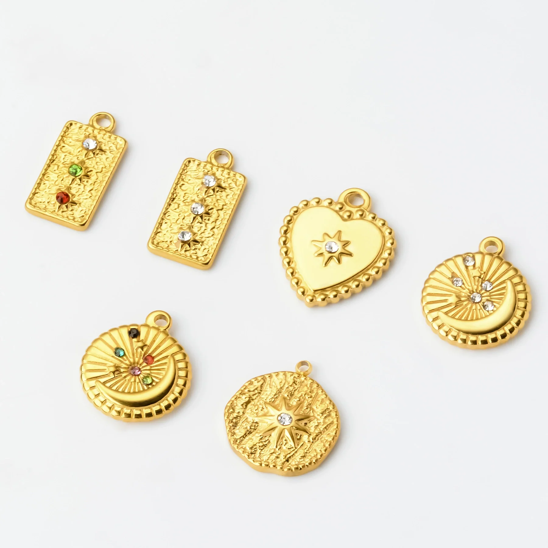 Stainless Steel Moon Star Pendant Jewelry With Electroplating Treatment And Irregular Shape