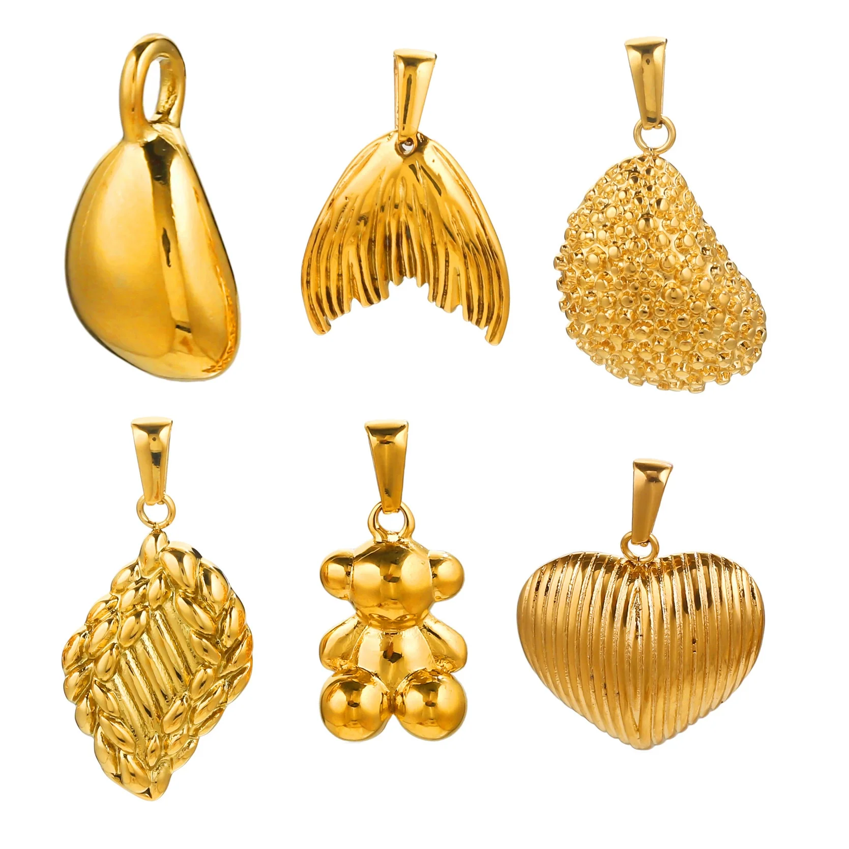 Stainless Steel Multistyle Pendant With Love Drops Bells Pattern Electroplated Diy Accessories - Image 4