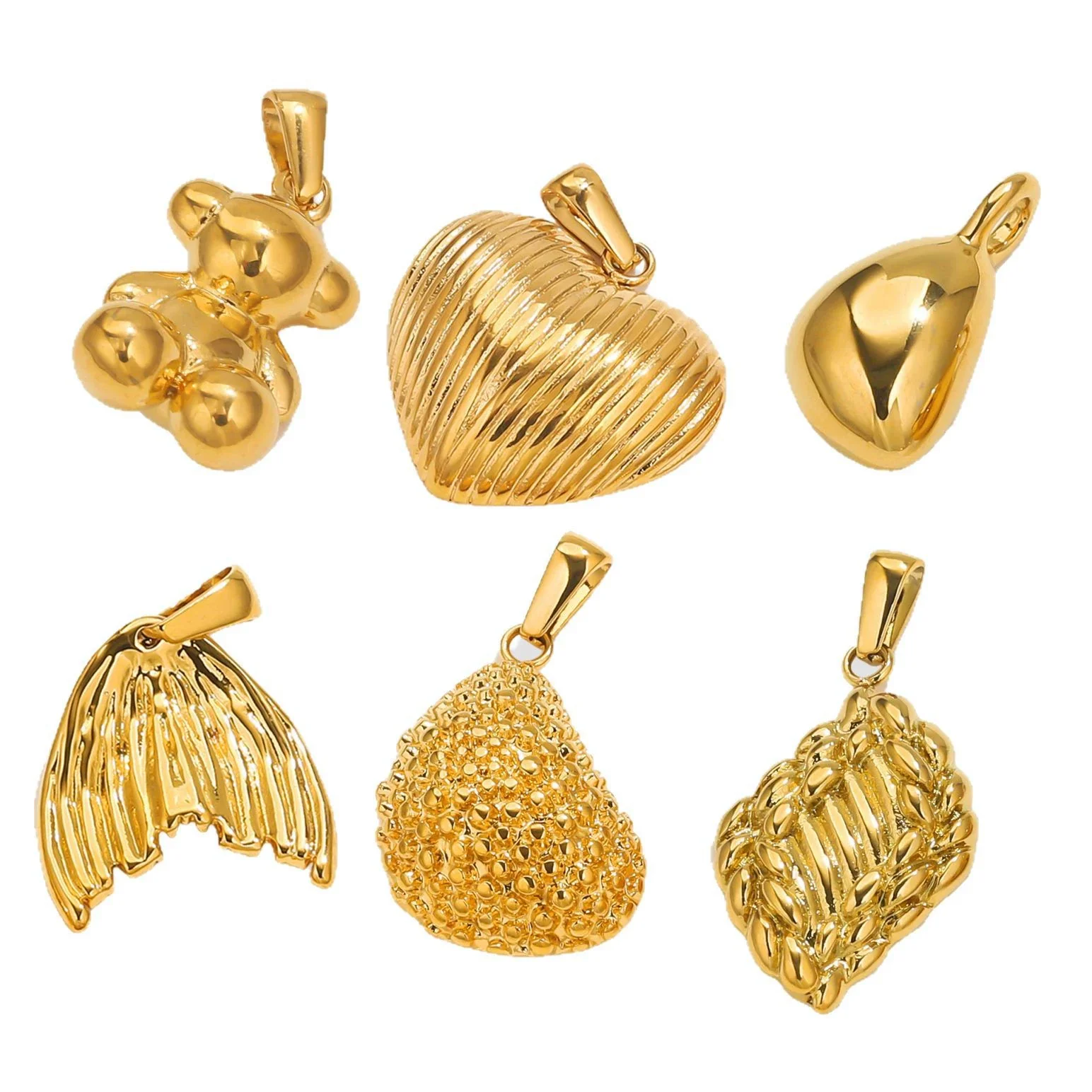 Stainless Steel Multistyle Pendant With Love Drops Bells Pattern Electroplated Diy Accessories - Image 5