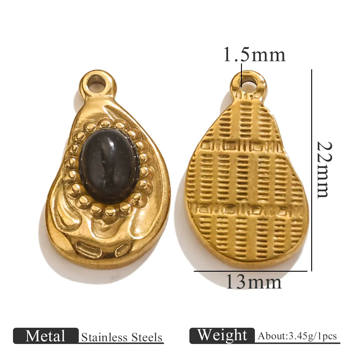 Stainless Steel Natural Stone Oil Drop Eight Eyes Pendant Necklace Jewelry Accessories - Image 9