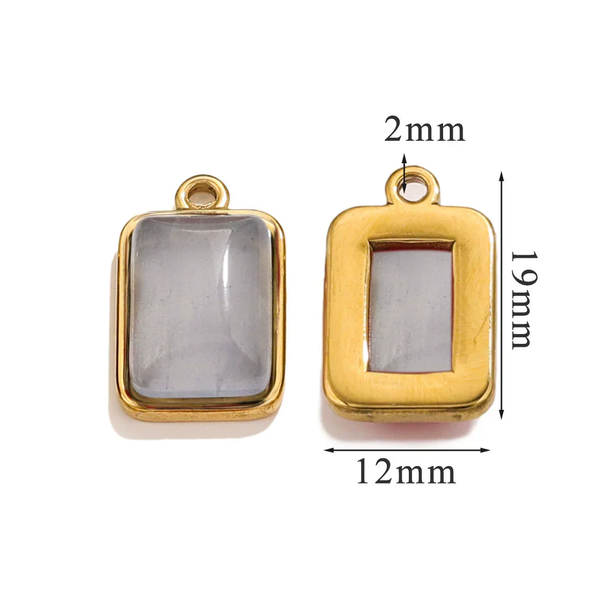 Stainless Steel Natural Stone Rectangular Pendant Electroplated Niche Fashion Diy - Image 13