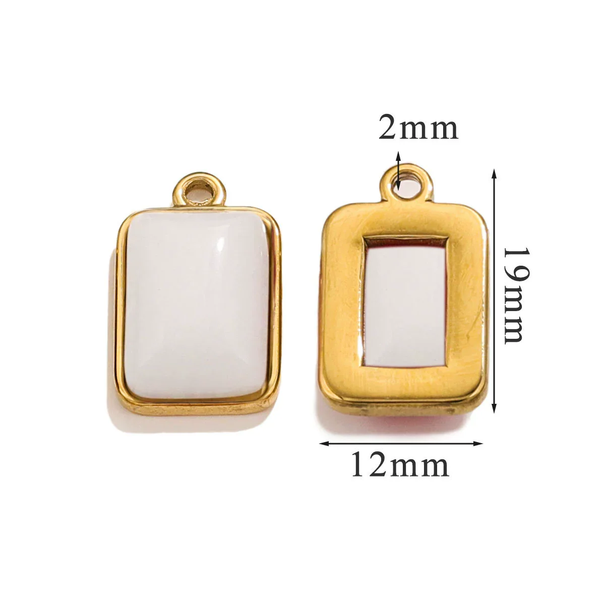 Stainless Steel Natural Stone Rectangular Pendant Electroplated Niche Fashion Diy - Image 14
