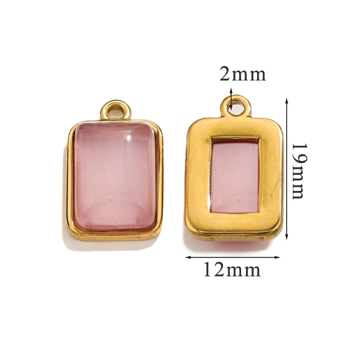Stainless Steel Natural Stone Rectangular Pendant Electroplated Niche Fashion Diy - Image 15