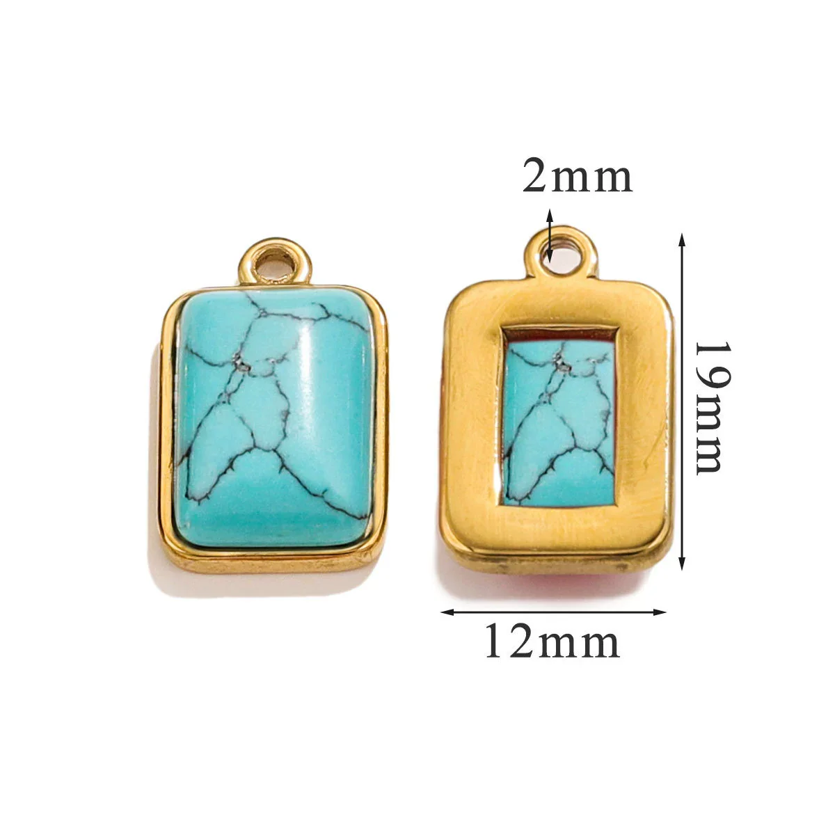 Stainless Steel Natural Stone Rectangular Pendant Electroplated Niche Fashion Diy - Image 4