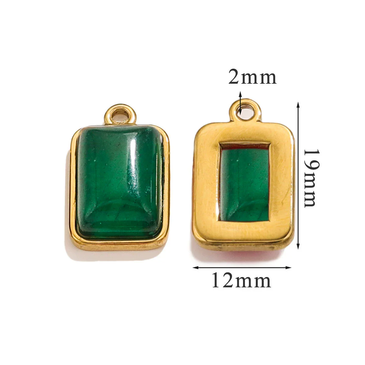 Stainless Steel Natural Stone Rectangular Pendant Electroplated Niche Fashion Diy - Image 7