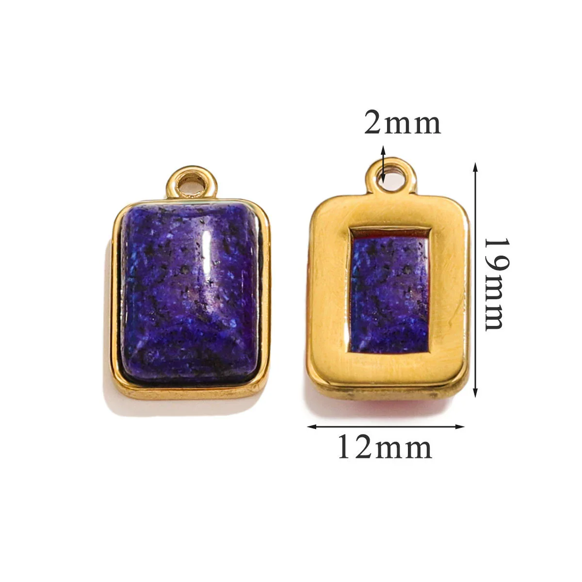 Stainless Steel Natural Stone Rectangular Pendant Electroplated Niche Fashion Diy - Image 9