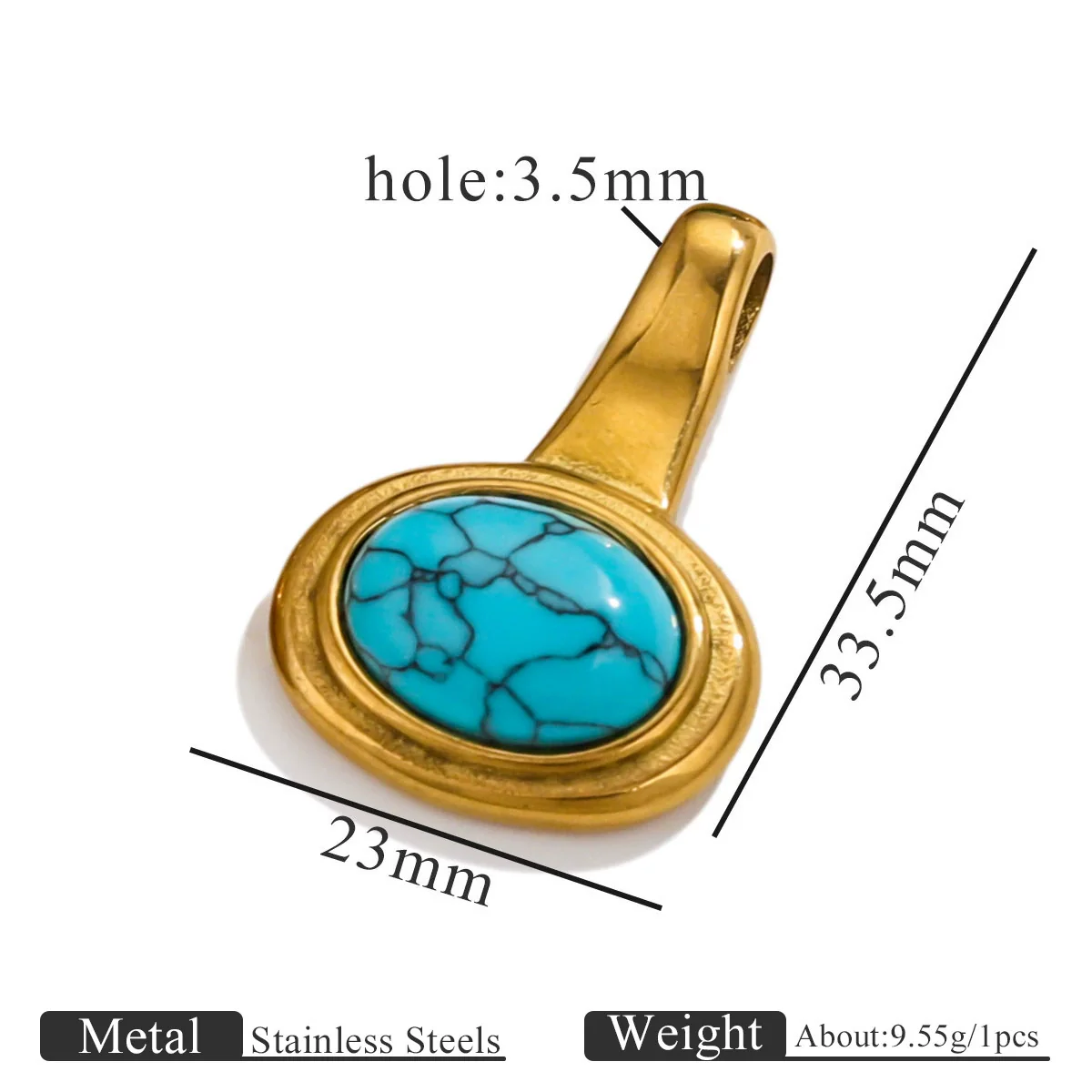 Stainless Steel Natural Stone Tiger Eye Oval Pendant Jewelry Accessories Retro Geometric Totem Electroplated - Image 18