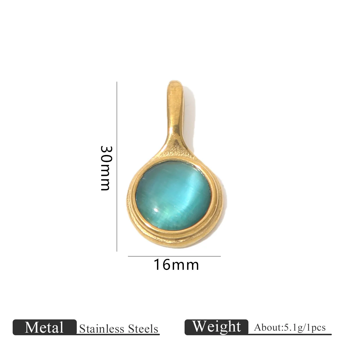 Stainless Steel Natural Stone Tiger Eye Oval Pendant Jewelry Accessories Retro Geometric Totem Electroplated - Image 32