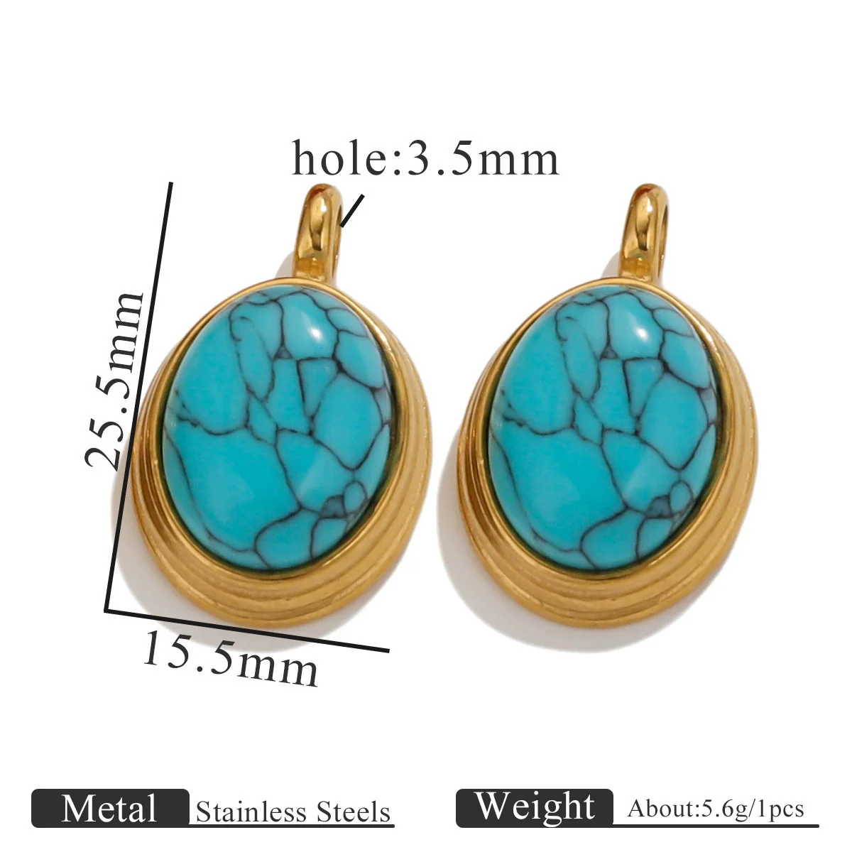 Stainless Steel Natural Stone Tiger Eye Oval Pendant Jewelry Accessories Retro Geometric Totem Electroplated - Image 9