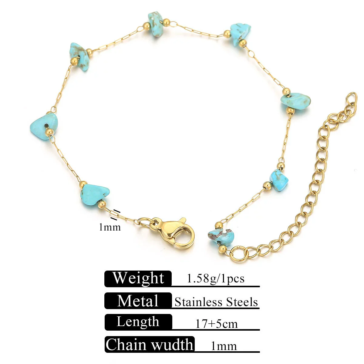 Stainless Steel Natural Stone Totem Bracelet Necklace Electroplated Fashion Small Fresh Simple Diy Handmade - Image 11