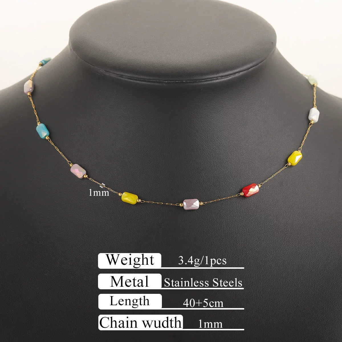 Stainless Steel Natural Stone Totem Bracelet Necklace Electroplated Fashion Small Fresh Simple Diy Handmade - Image 14