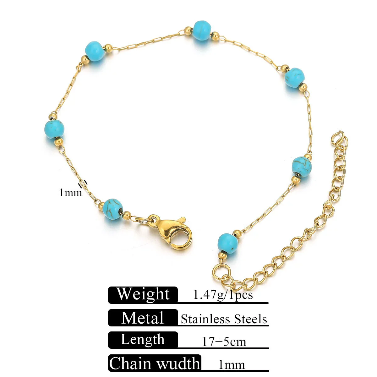 Stainless Steel Natural Stone Totem Bracelet Necklace Electroplated Fashion Small Fresh Simple Diy Handmade - Image 19