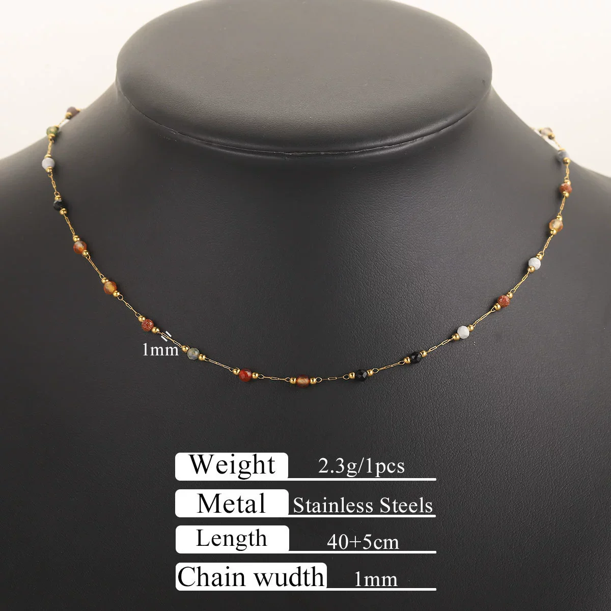 Stainless Steel Natural Stone Totem Bracelet Necklace Electroplated Fashion Small Fresh Simple Diy Handmade - Image 20