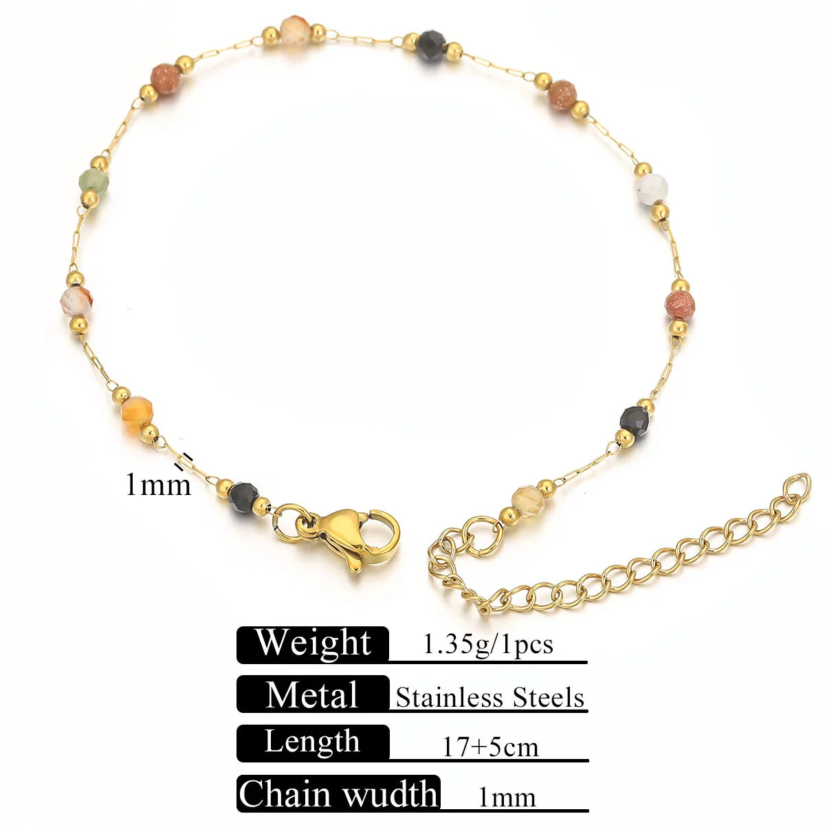 Stainless Steel Natural Stone Totem Bracelet Necklace Electroplated Fashion Small Fresh Simple Diy Handmade - Image 21