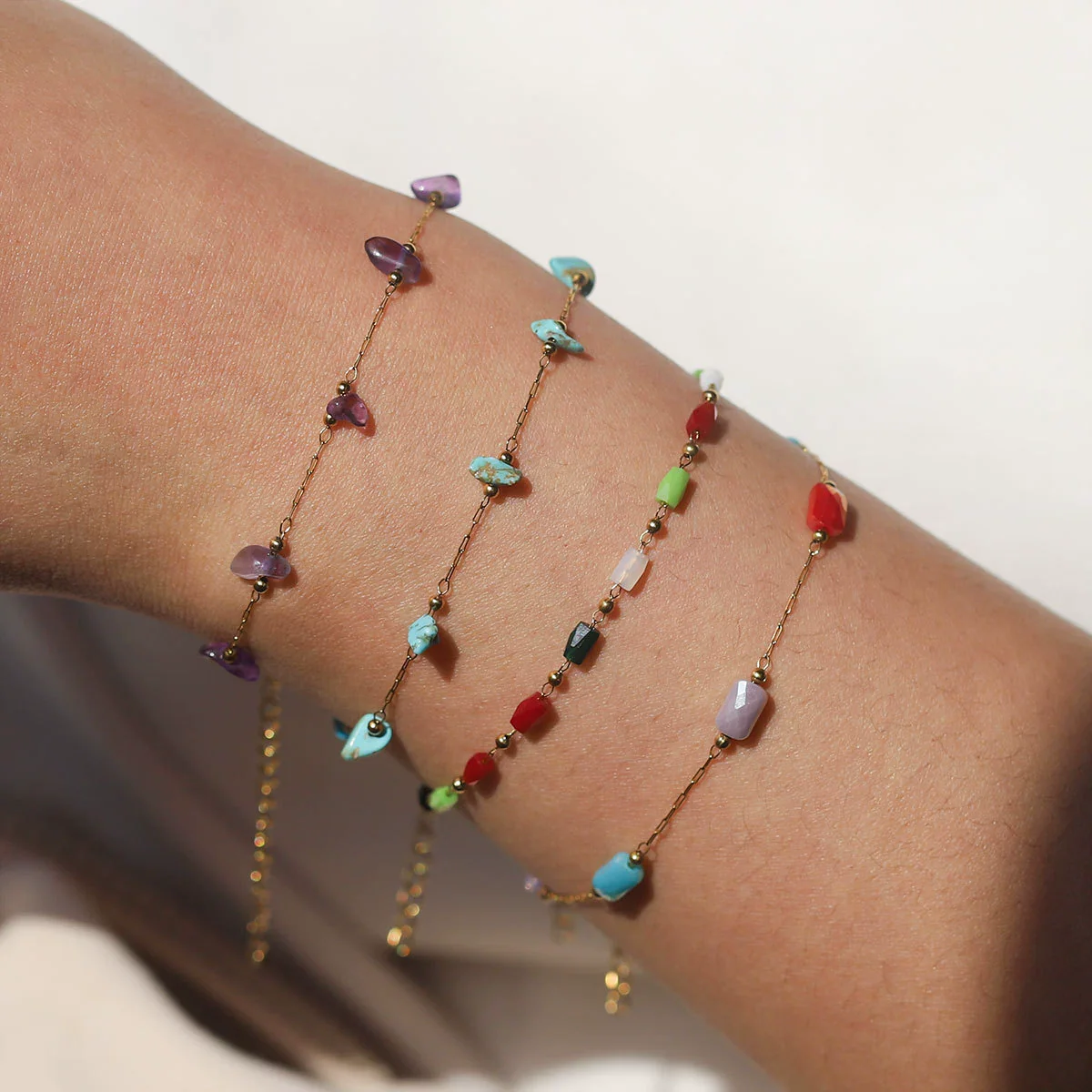 Stainless Steel Natural Stone Totem Bracelet Necklace Electroplated Fashion Small Fresh Simple Diy Handmade - Image 4