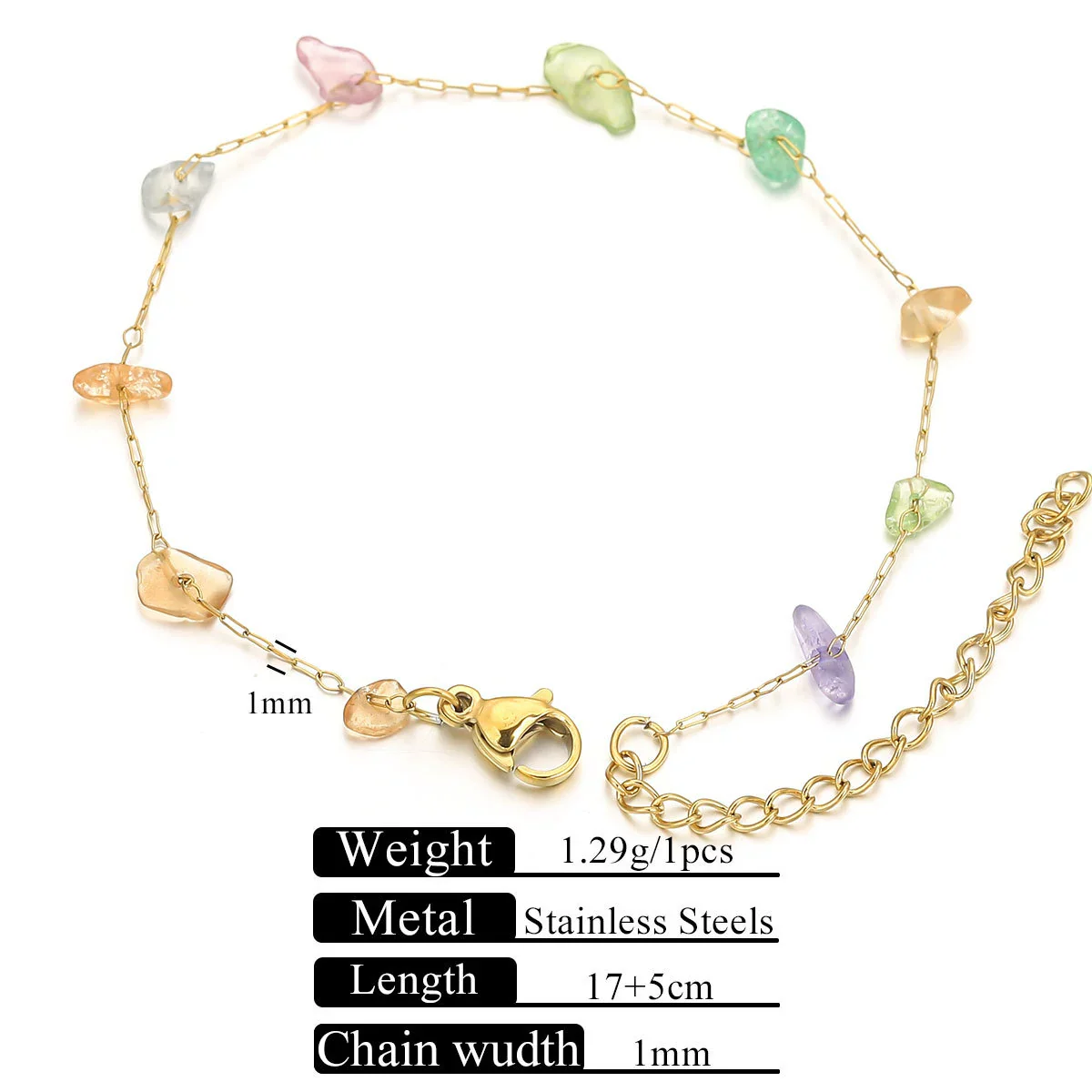 Stainless Steel Natural Stone Totem Bracelet Necklace Electroplated Fashion Small Fresh Simple Diy Handmade - Image 7