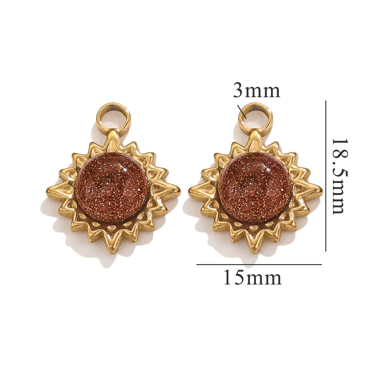 Stainless Steel Natural Stone Turquoise Pendant Necklace Earrings Diy Accessories With Electroplating And Geometric Ushape Design - Image 11